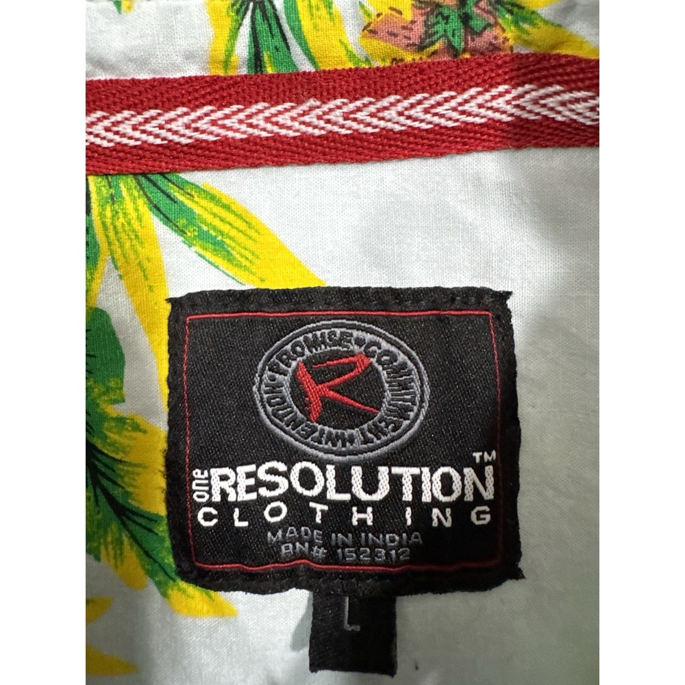 One Resolution Clothing Shirt Mens L Button Up Chest Pocket Hawaiian Tropical‎ - Picture 3 of 15